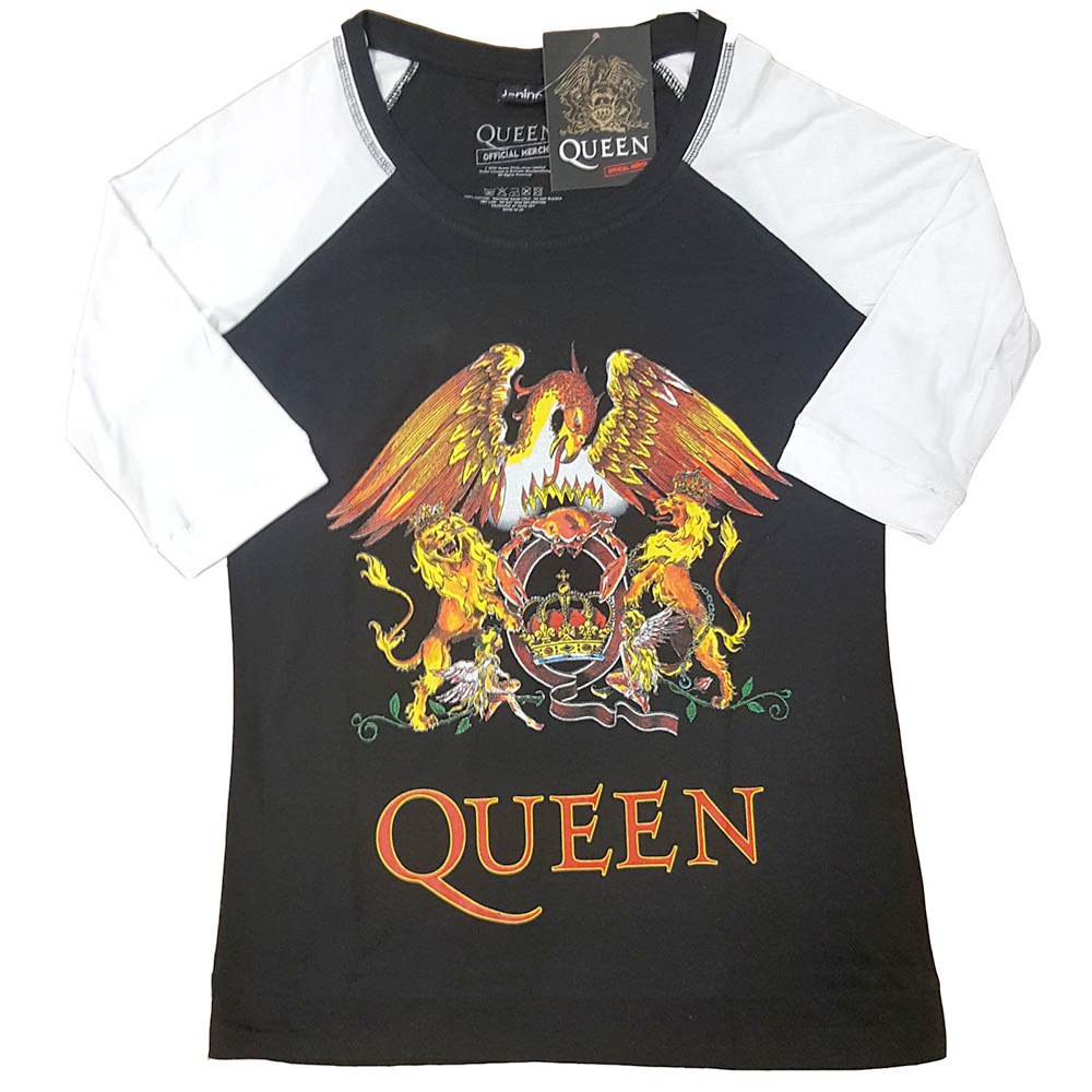 Queen - Classic Crest Haut raglan pour femme - Noir/Blanc